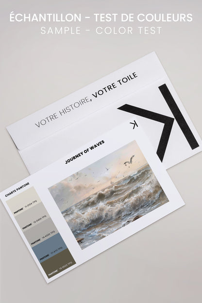 OLEKA CANVAS - JOURNEY OF WAVES, Oeuvre sur toile étirée, encadré Brun Chêne