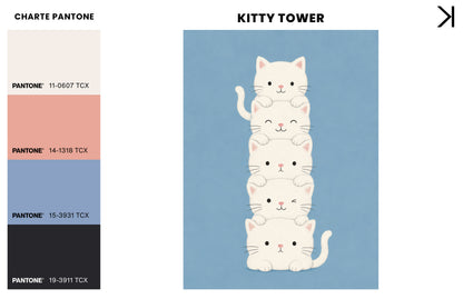 KITTY TOWER, Oeuvre sur toile rigide, encadré Noir