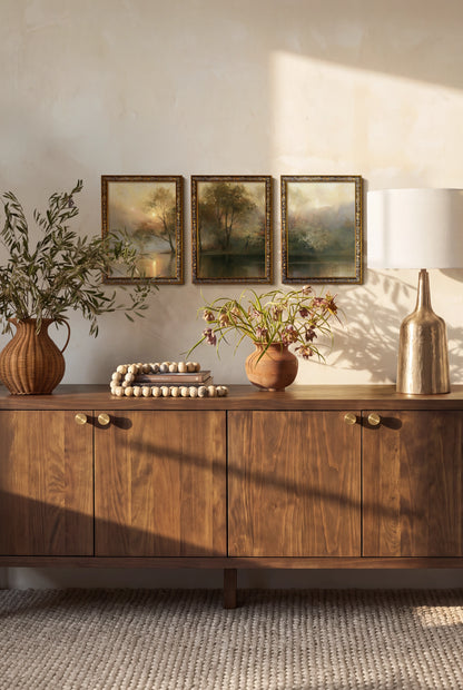Ethereal Morning, ensemble de 3 œuvres sur toile rigide, encadré bronze