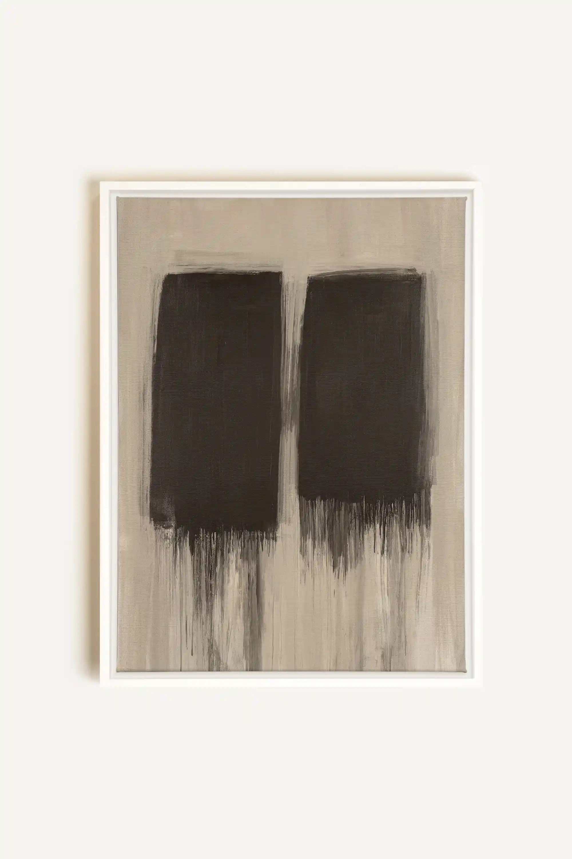 FADING SHADOWS, Artwork on stretched canvas, framed in white