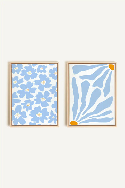 FANTAISIE BOTANIQUE, 2 Oeuvres sur toile étirée, encadré Naturel Clair