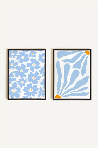 FANTAISIE BOTANIQUE, 2 Oeuvres sur toile étirée, encadré Noir