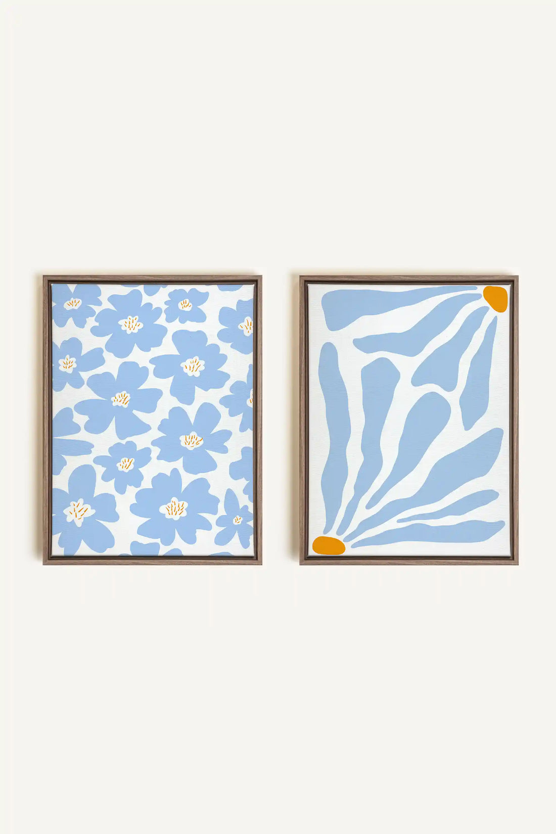 FANTAISIE BOTANIQUE, 2 Oeuvres sur toile étirée, encadré Brun Chêne