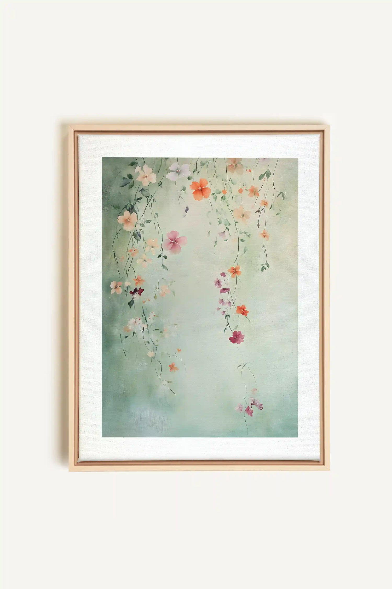 FLORAL CASCADE, Artwork on stretched canvas, framed Natural Light