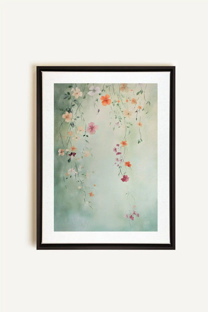 FLORAL CASCADE, Oeuvre sur toile étirée, encadré Noir