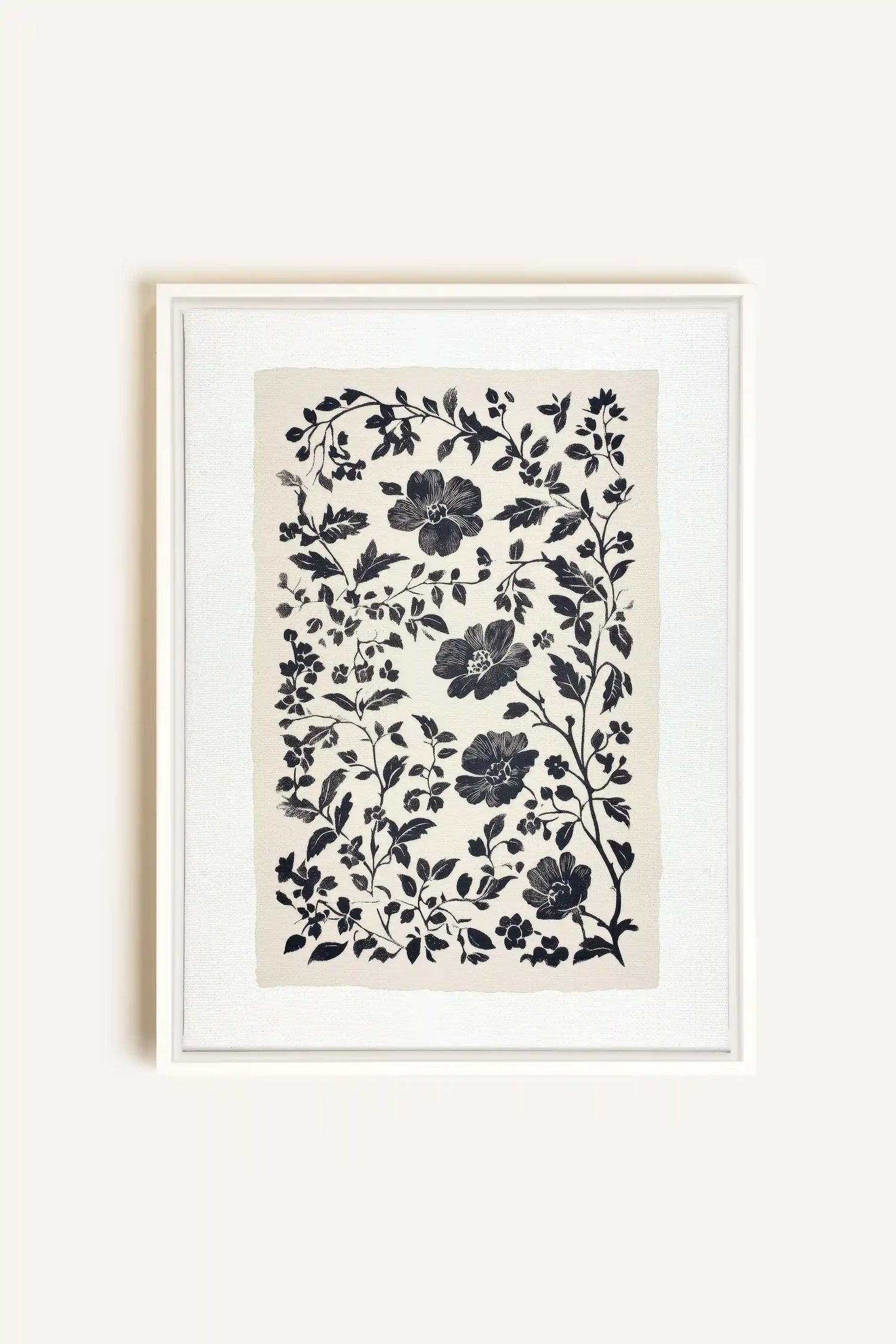 FLORAL SHADOW, Artwork on stretched canvas, framed in white