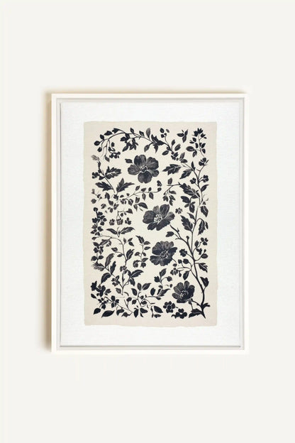 FLORAL SHADOW, Artwork on stretched canvas, framed in white