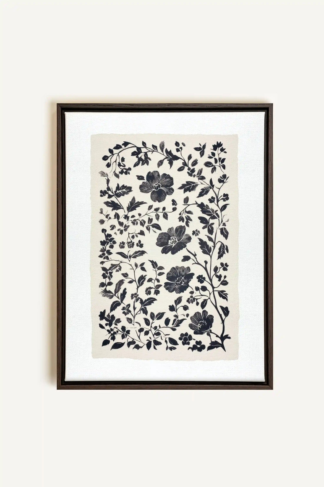 FLORAL SHADOW, Artwork on stretched canvas, framed in Walnut Brown