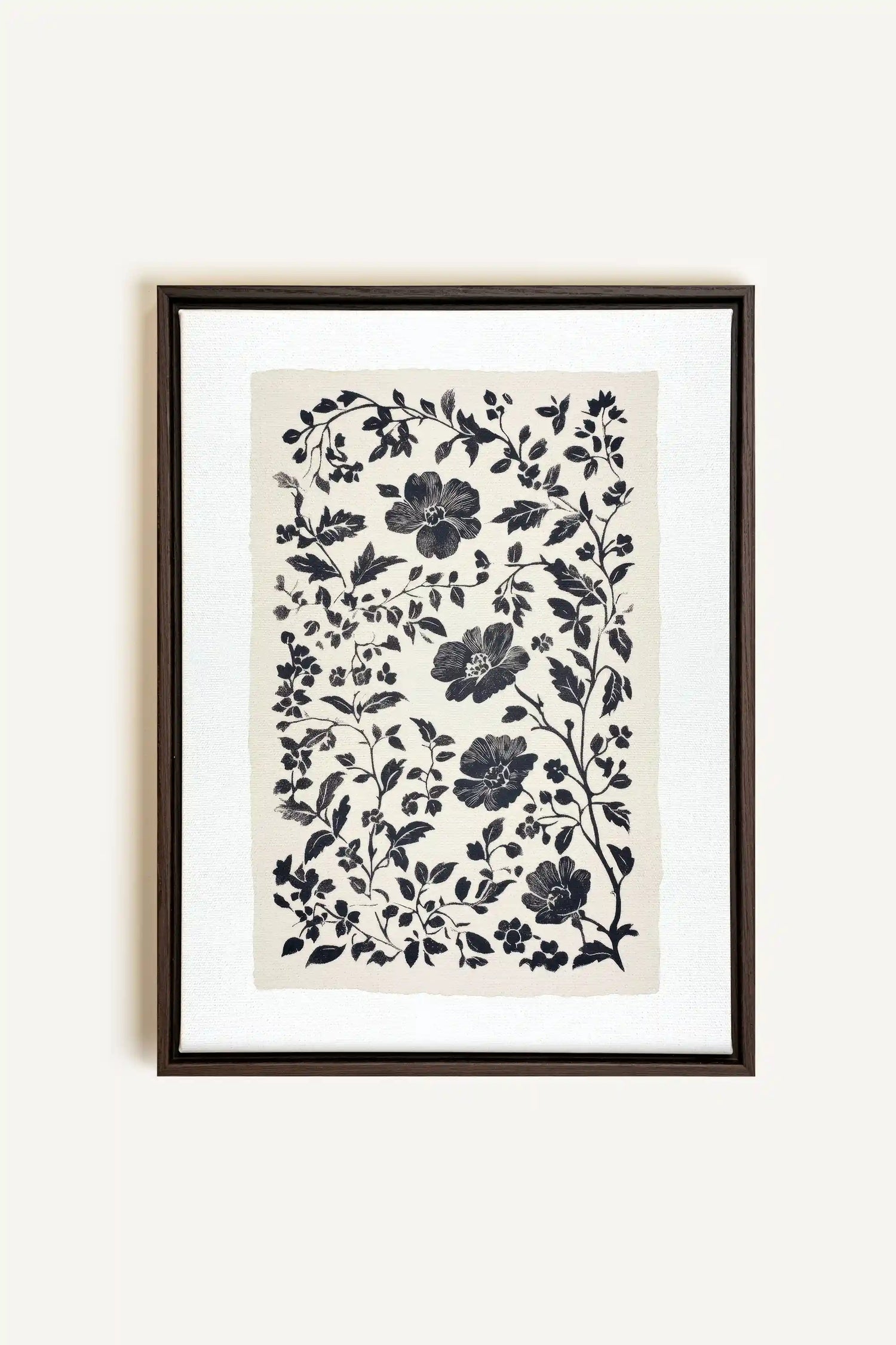 FLORAL SHADOW, Artwork on stretched canvas, framed in Walnut Brown