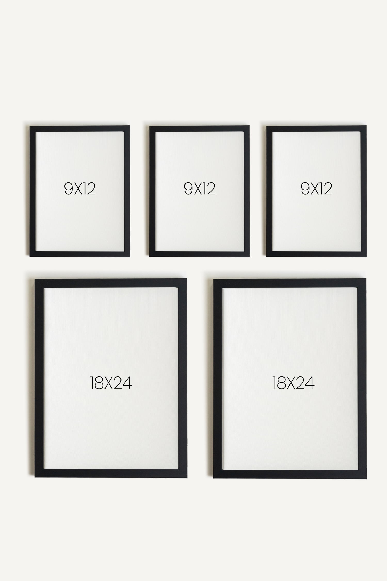 Rêves du verger, ensemble de 5 œuvres sur toile rigide, encadré noir