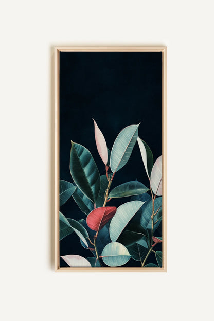 FEUILLAGE NOCTURNE, Oeuvre sur toile étirée, encadré Naturel Clair