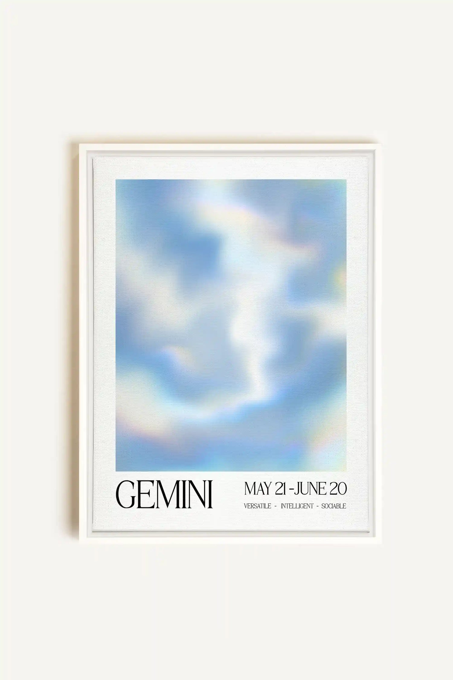 GEMINI, Artwork on stretched canvas, framed in white