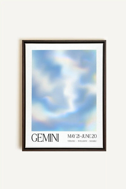 GEMINI, Artwork on stretched canvas, framed in Walnut Brown