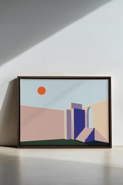 OLEKA CANVAS - GÉOMÉTRIE, Oeuvre sur toile étirée, encadré Brun Noyer