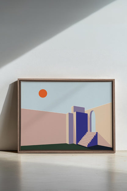 OLEKA CANVAS - GÉOMÉTRIE, Oeuvre sur toile étirée, encadré Brun Chêne