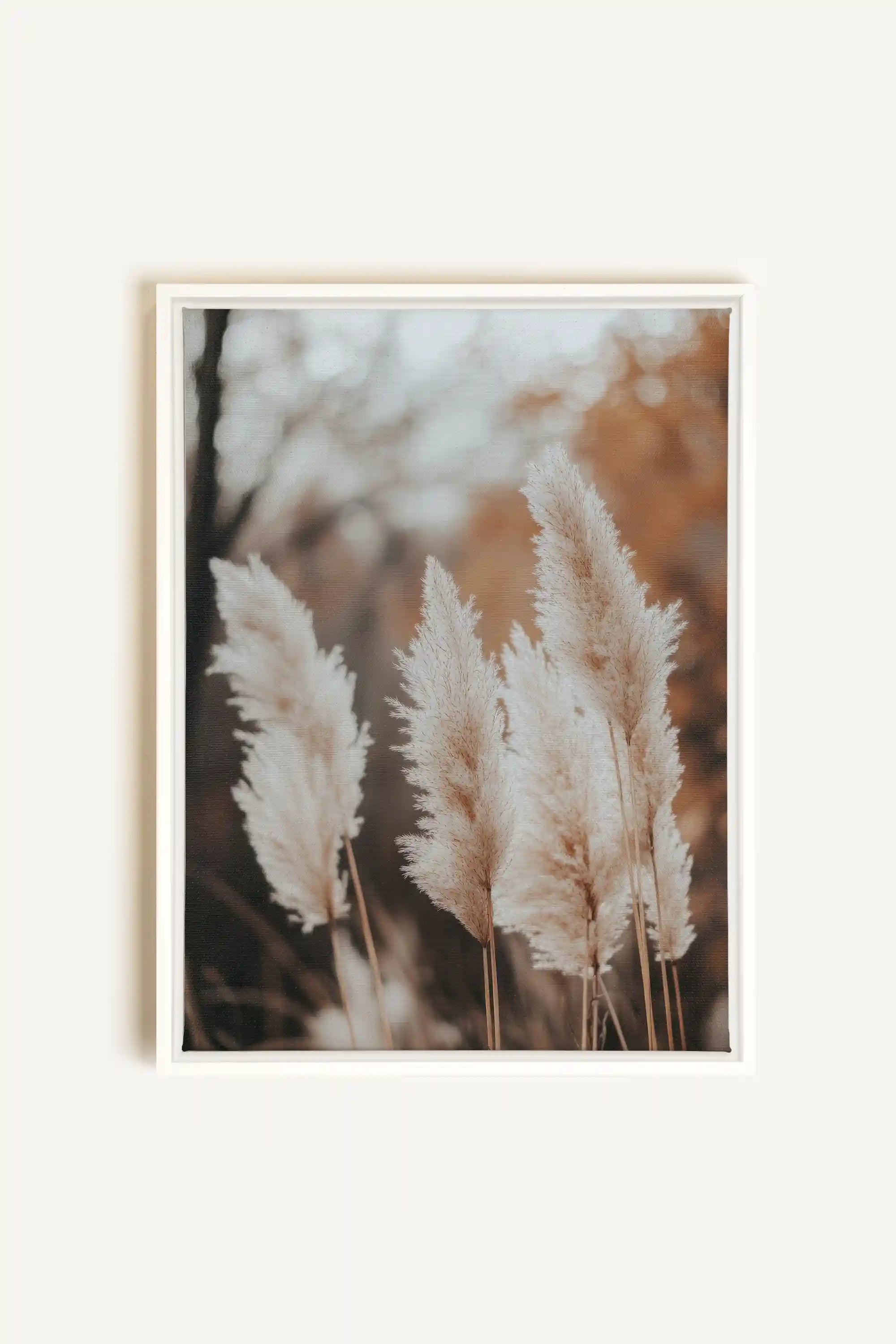 GOLDEN FEATHER, Artwork on stretched canvas, framed in white