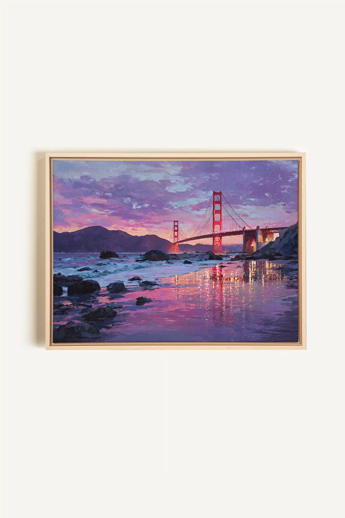 GOLDEN GLOW, Oeuvre sur toile étirée, encadré Naturel Clair