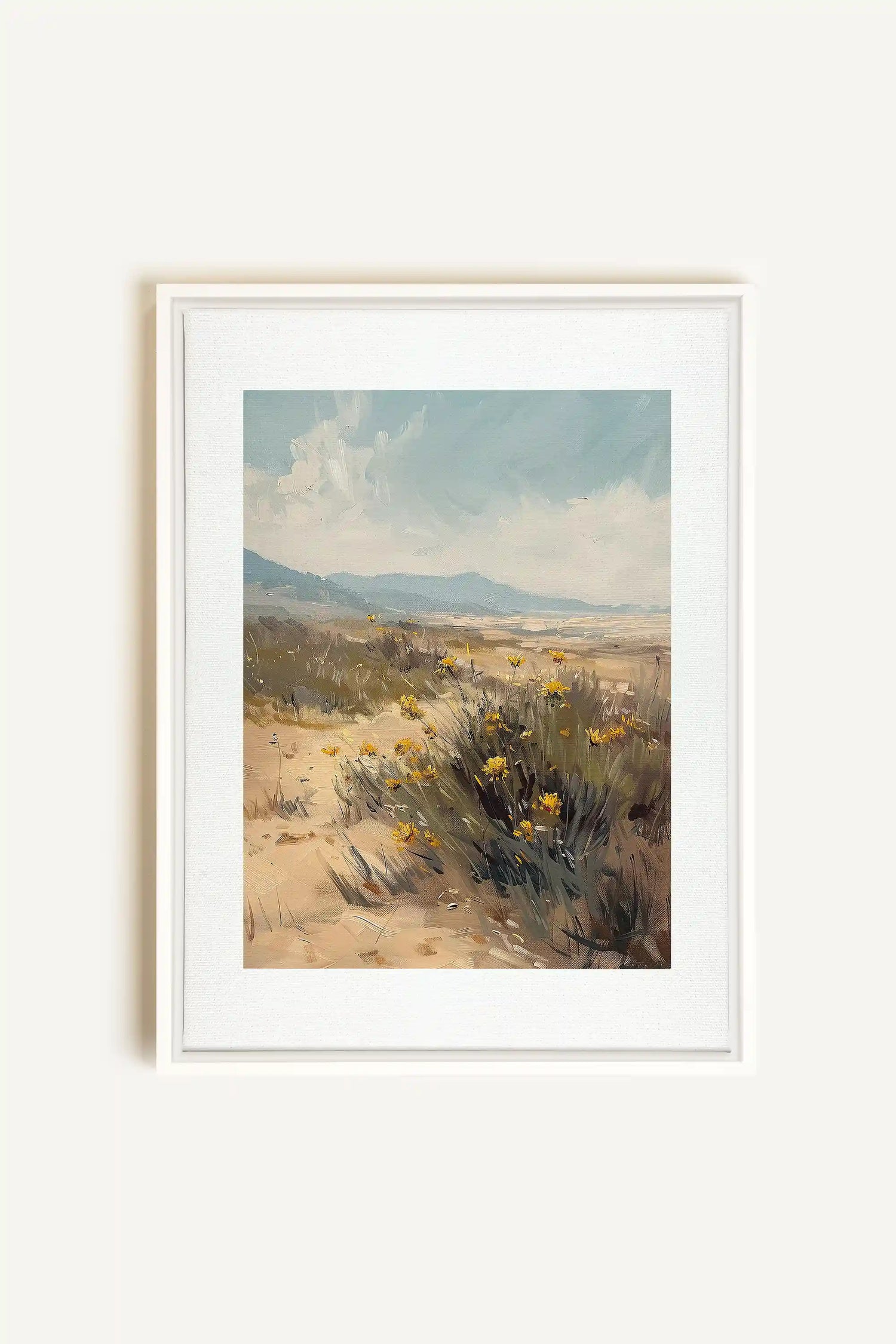 GOLDEN PATHWAY, Artwork on stretched canvas, framed in white