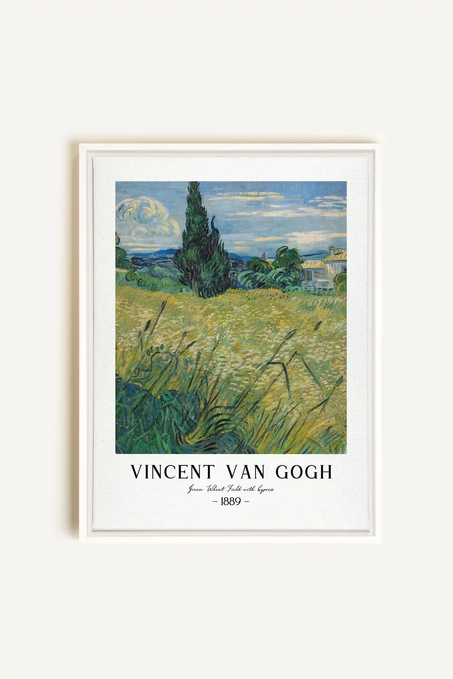 GREEN WHEAT FIELD, Oeuvre sur toile étirée, encadré Blanc
