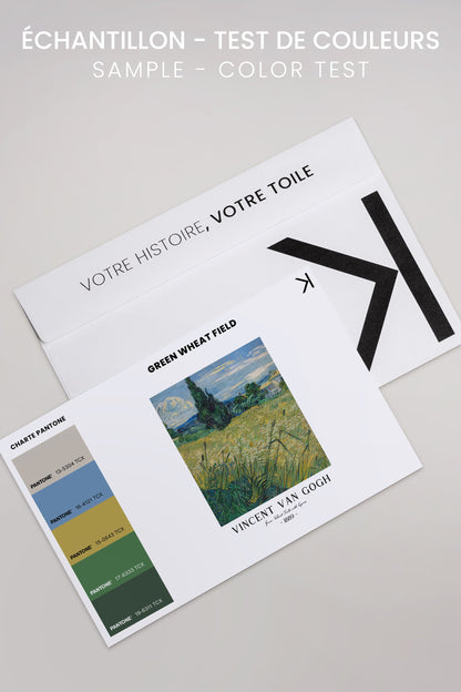 OLEKA CANVAS - GREEN WHEAT FIELD, Oeuvre sur toile étirée, encadré Noir