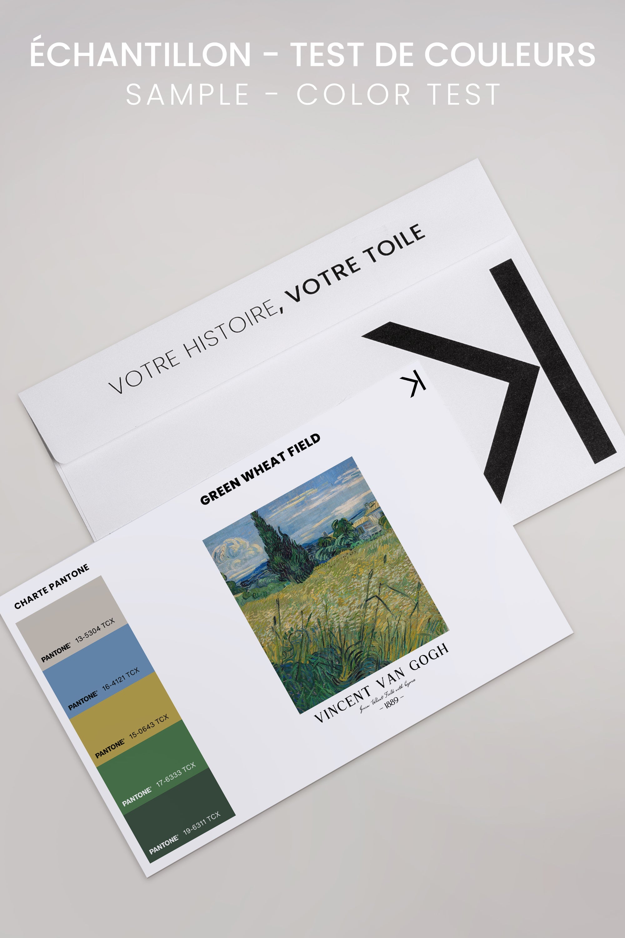 OLEKA CANVAS - GREEN WHEAT FIELD, Oeuvre sur toile étirée, encadré Brun Noyer