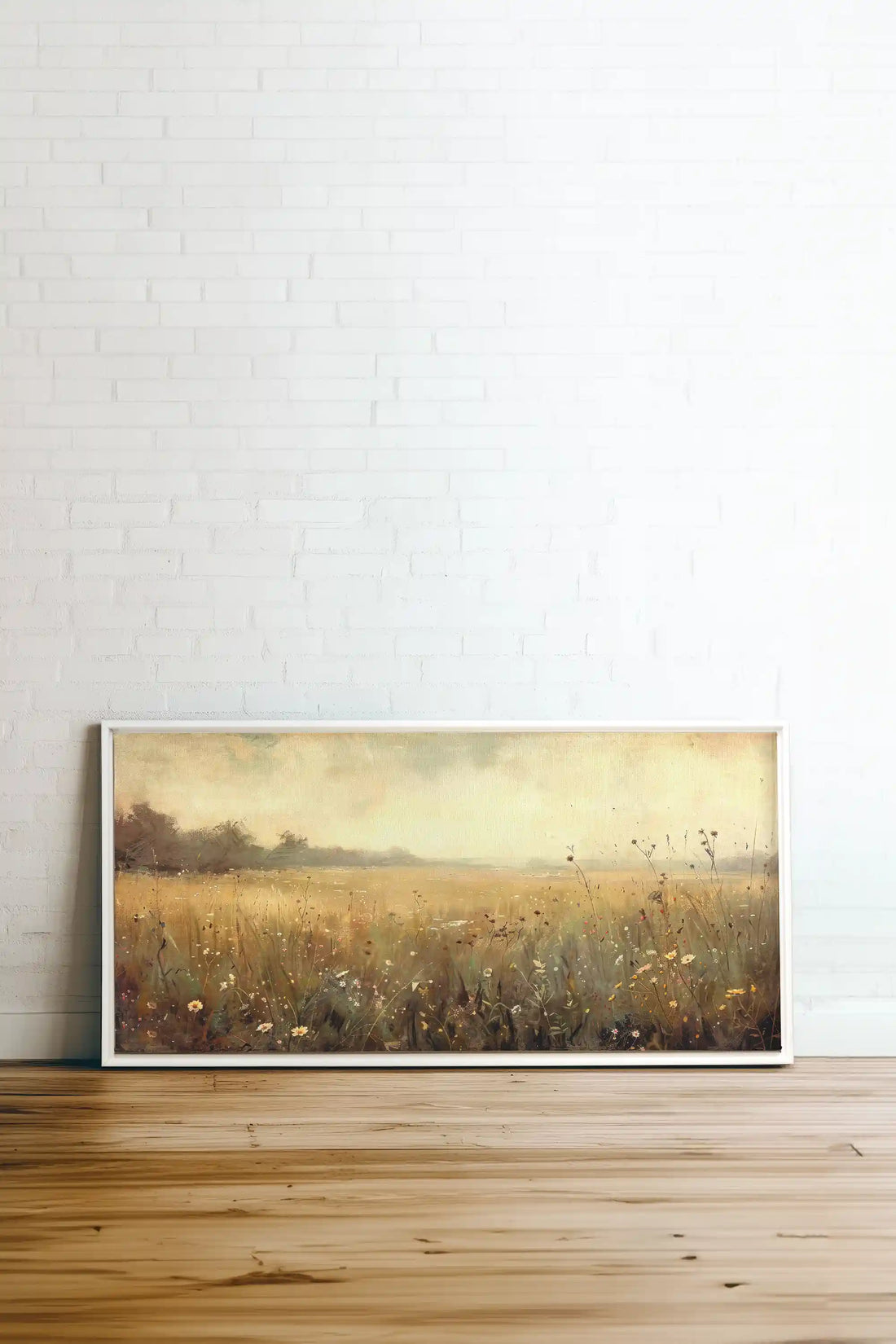 Greenscape, Artwork on stretched canvas, framed in white