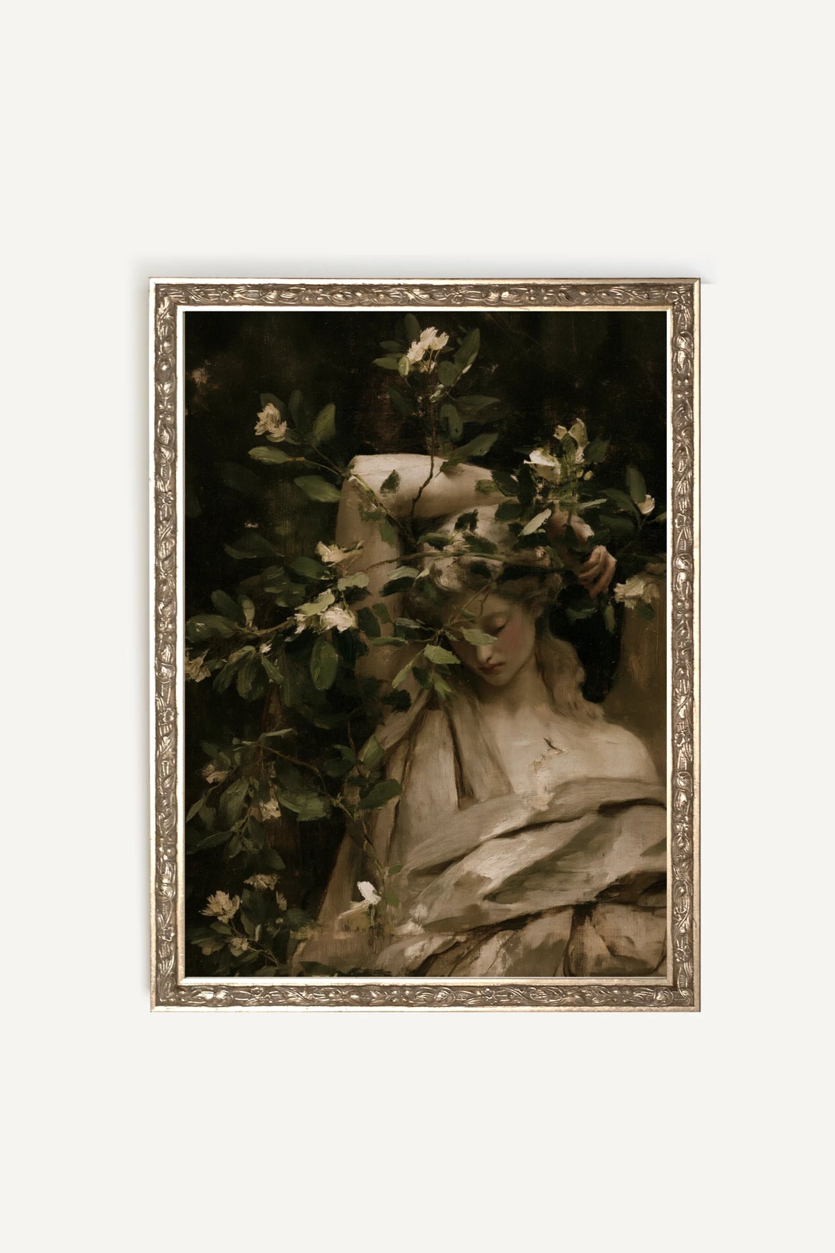 Garden Angel, Oeuvre sur toile rigide, encadré Vintage Argent