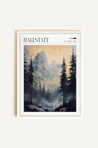 HALLSTATT, Artwork on stretched canvas, framed in white