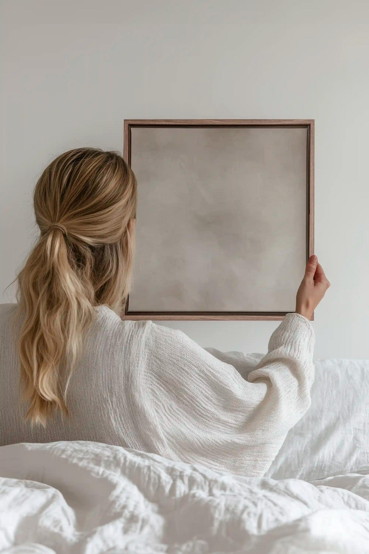 HAZES, Artwork on stretched canvas, framed in Brown Oak