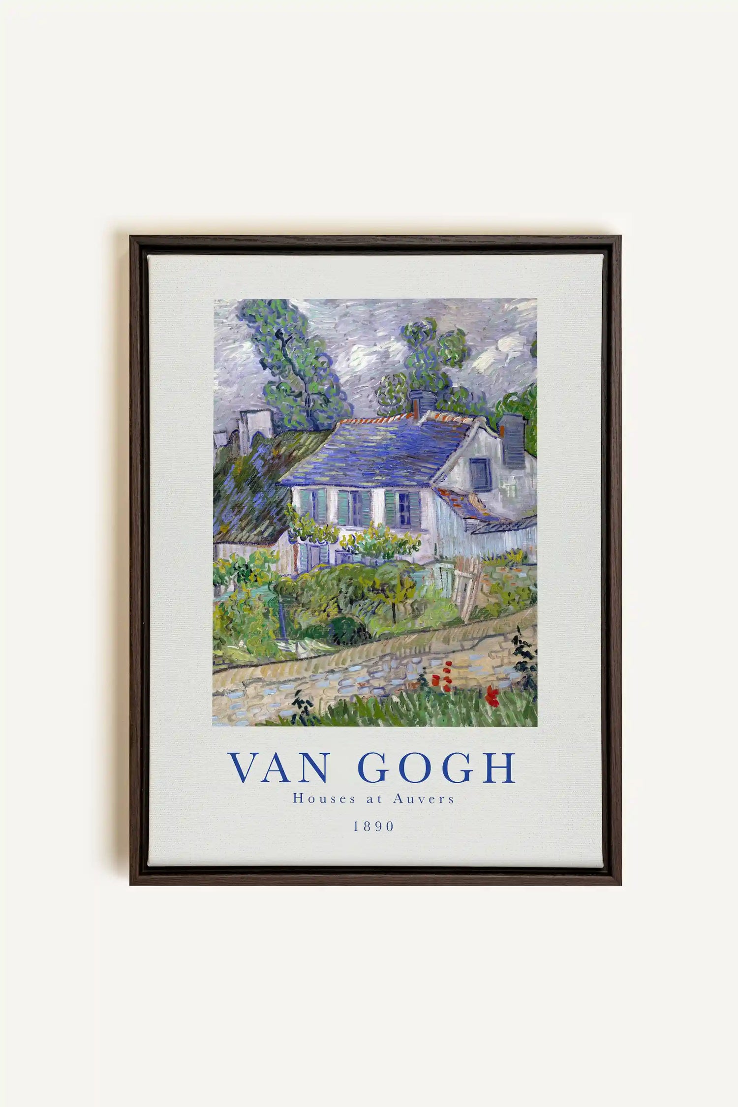 HOUSES AT AUVERS, Artwork on stretched canvas, framed in Walnut Brown