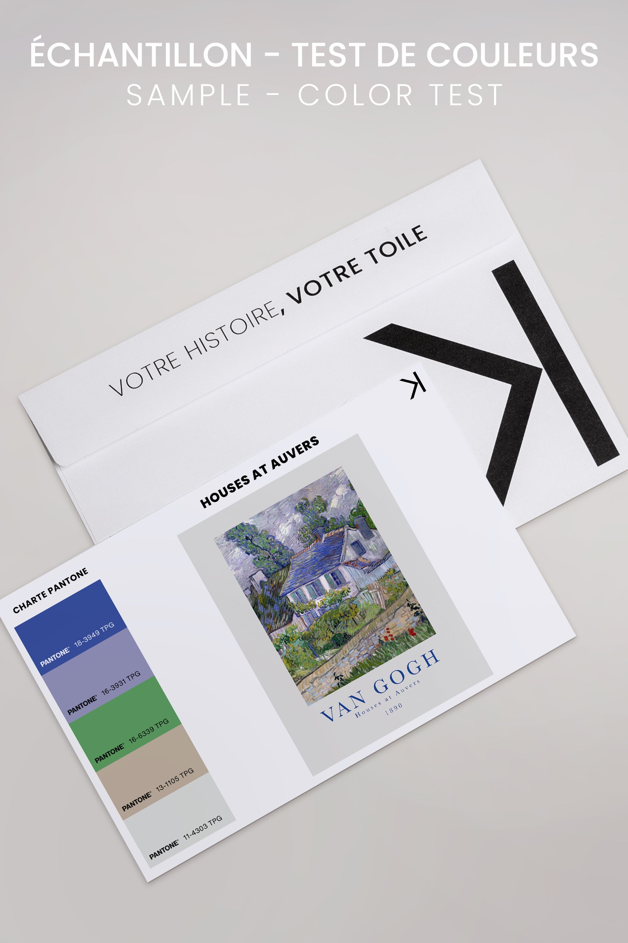 OLEKA CANVAS - HOUSES AT AUVERS, Oeuvre sur toile étirée, encadré Brun Noyer