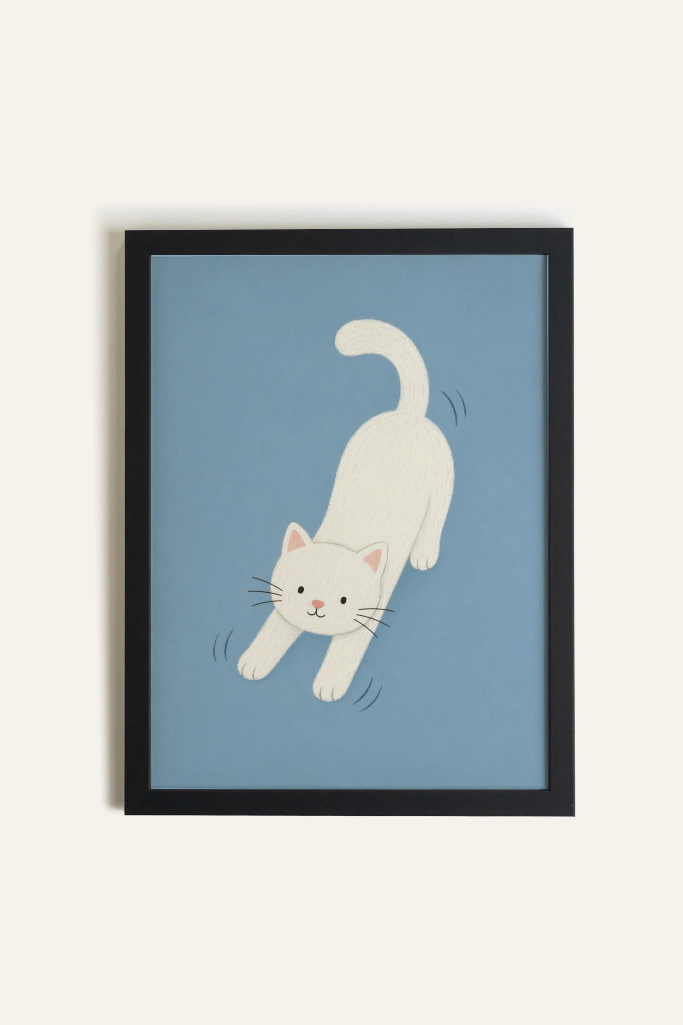 HAPPY KITTEN, Oeuvre sur toile rigide, encadré Noir