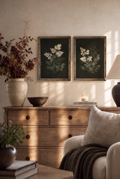 Herbe des bois,  ensemble de 2 œuvres sur toile rigide, encadré bronze