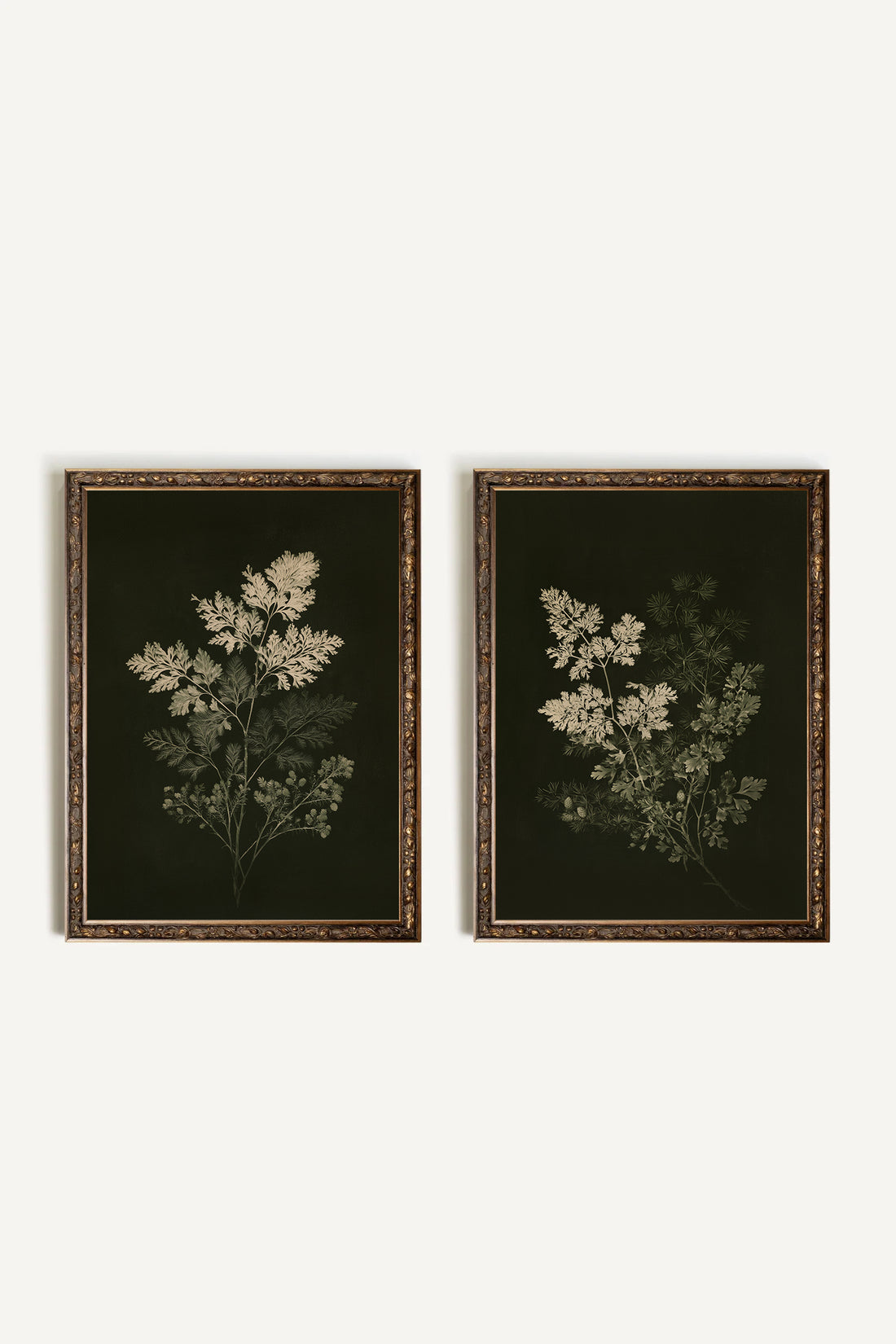 Herbe des bois,  ensemble de 2 œuvres sur toile rigide, encadré bronze