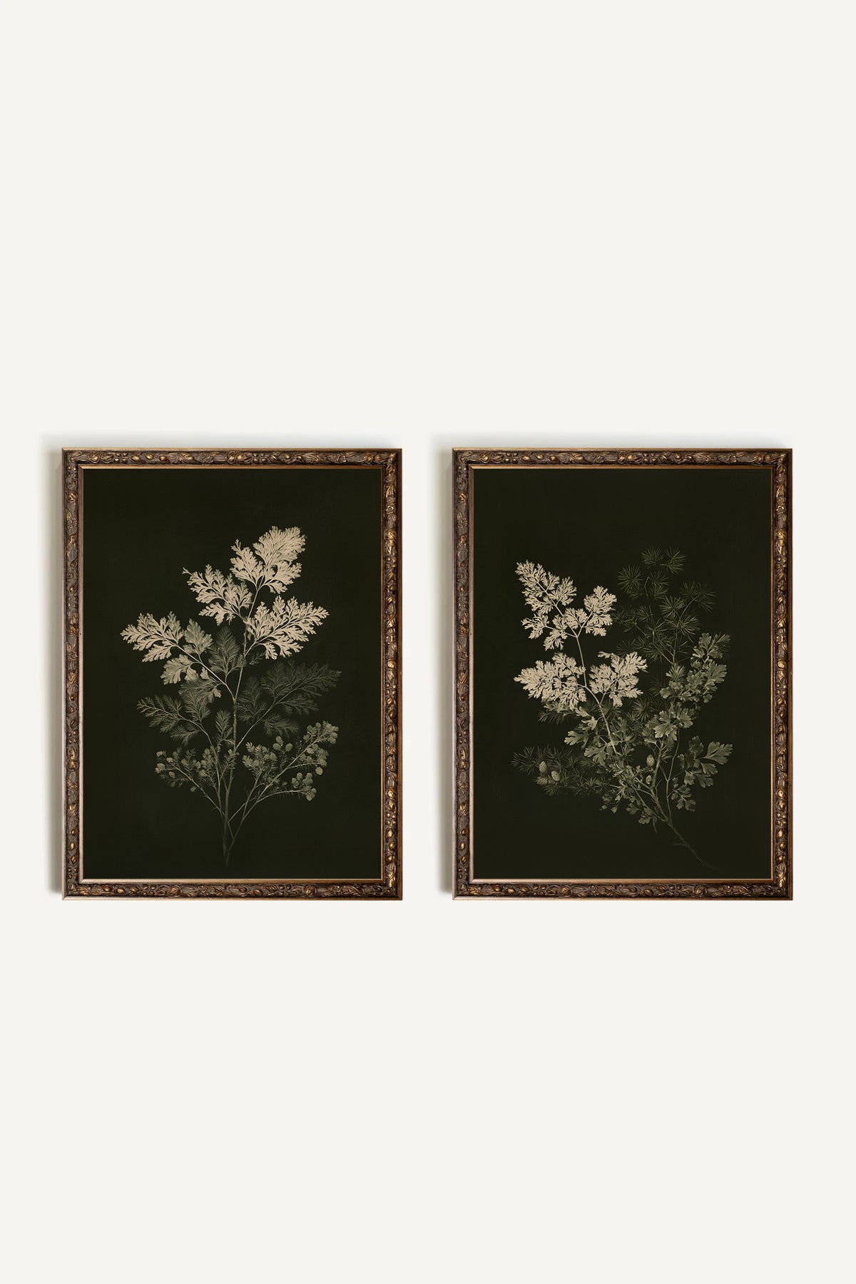 Herbe des bois,  ensemble de 2 œuvres sur toile rigide, encadré bronze