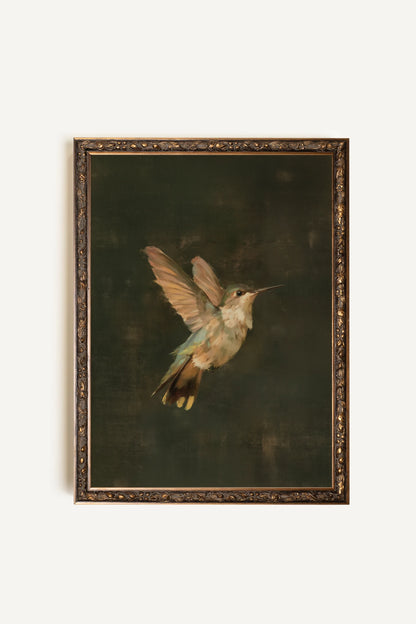 Hummingbird, Oeuvre sur toile rigide, encadré Vintage Bronze