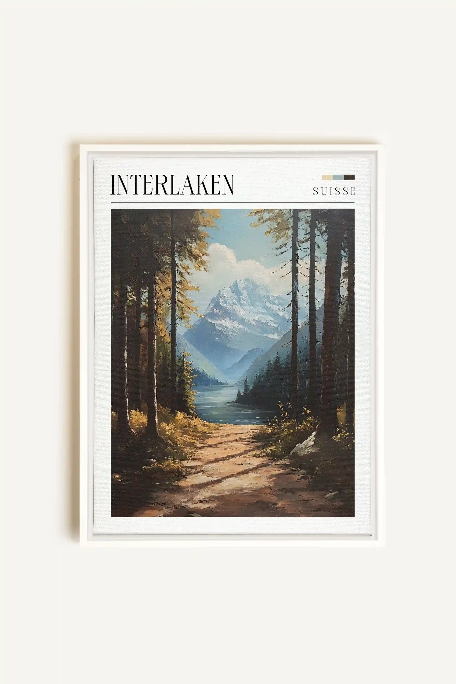 INTERLAKEN, Oeuvre sur toile étirée, encadré Blanc