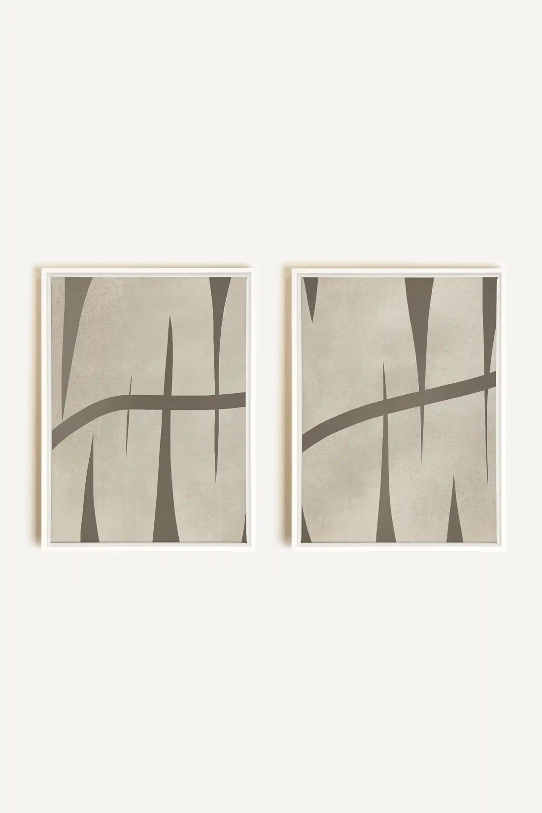 INTERTWINE DUO, 2 Oeuvres sur toile étirée, encadré Blanc