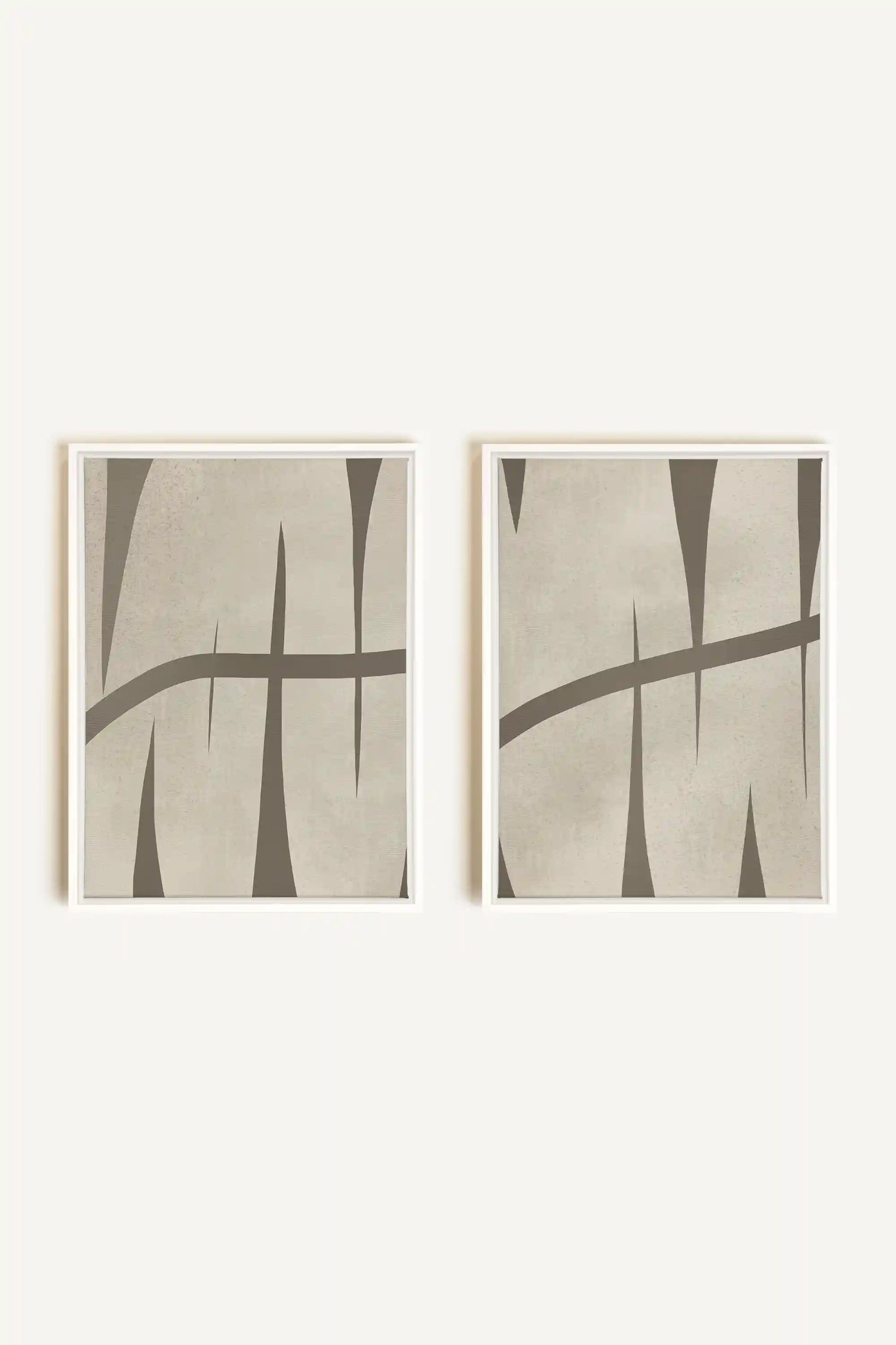 INTERTWINE DUO, 2 Oeuvres sur toile étirée, encadré Blanc