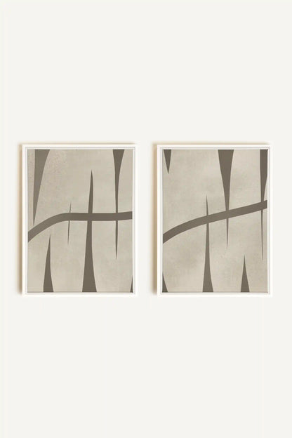 INTERTWINE DUO, 2 Oeuvres sur toile étirée, encadré Blanc