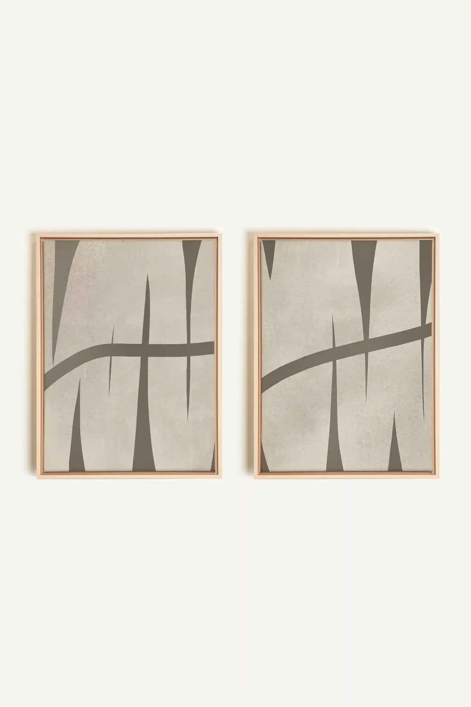INTERTWINE DUO, 2 Oeuvres sur toile étirée, encadré Naturel Clair