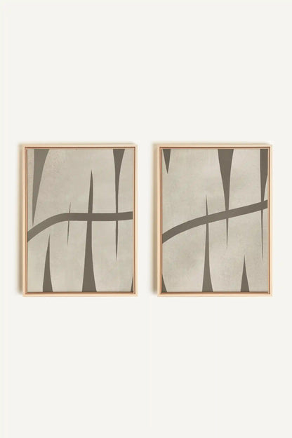 INTERTWINE DUO, 2 Oeuvres sur toile étirée, encadré Naturel Clair