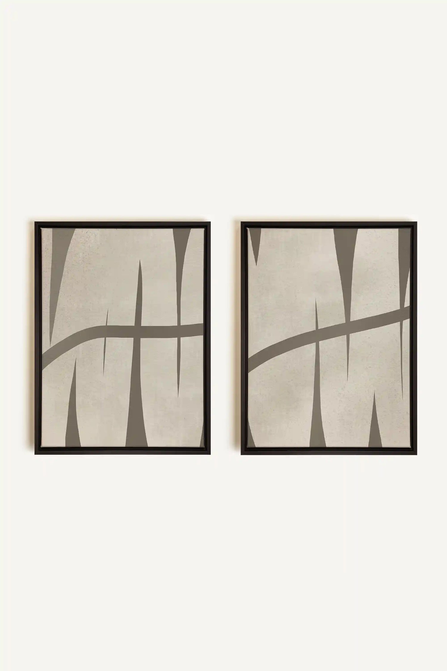 INTERTWINE DUO, 2 Oeuvres sur toile étirée, encadré Noir