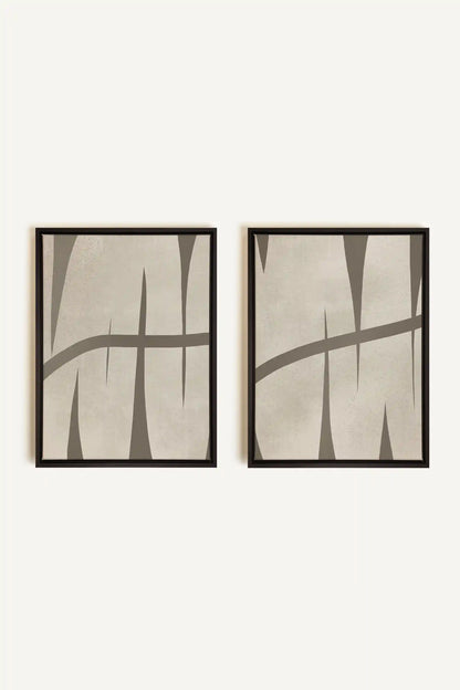 INTERTWINE DUO, 2 Oeuvres sur toile étirée, encadré Noir