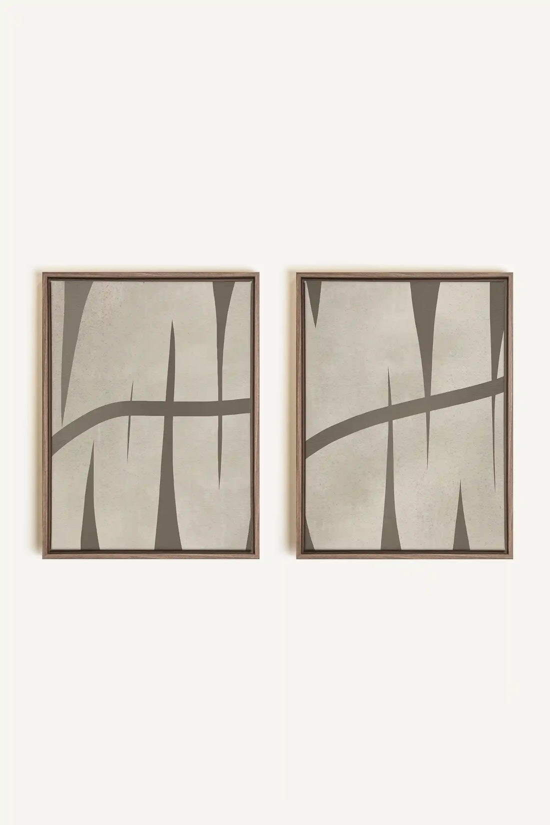 INTERTWINE DUO, 2 Oeuvres sur toile étirée, encadré Brun Chêne