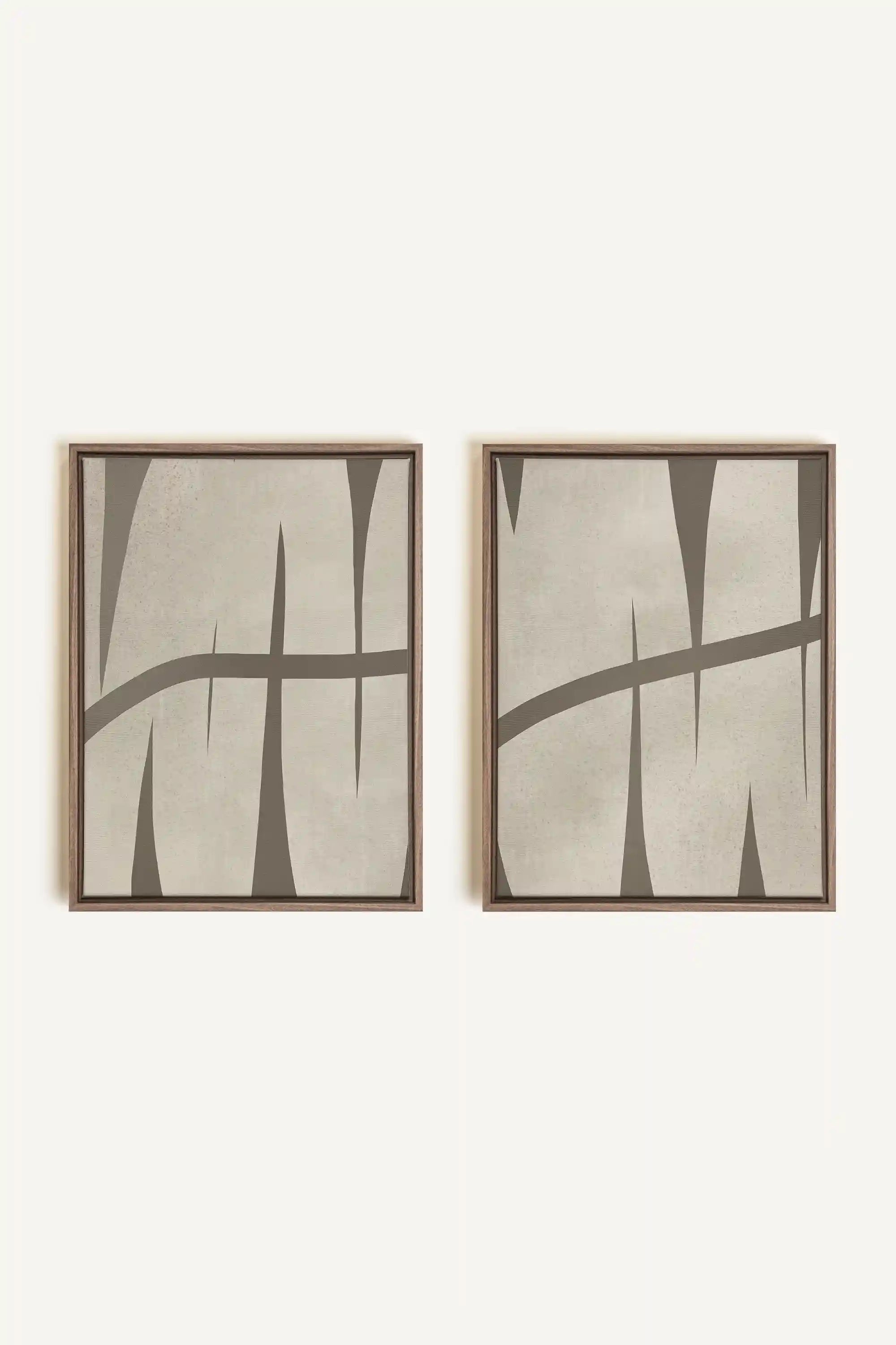 INTERTWINE DUO, 2 Oeuvres sur toile étirée, encadré Brun Chêne