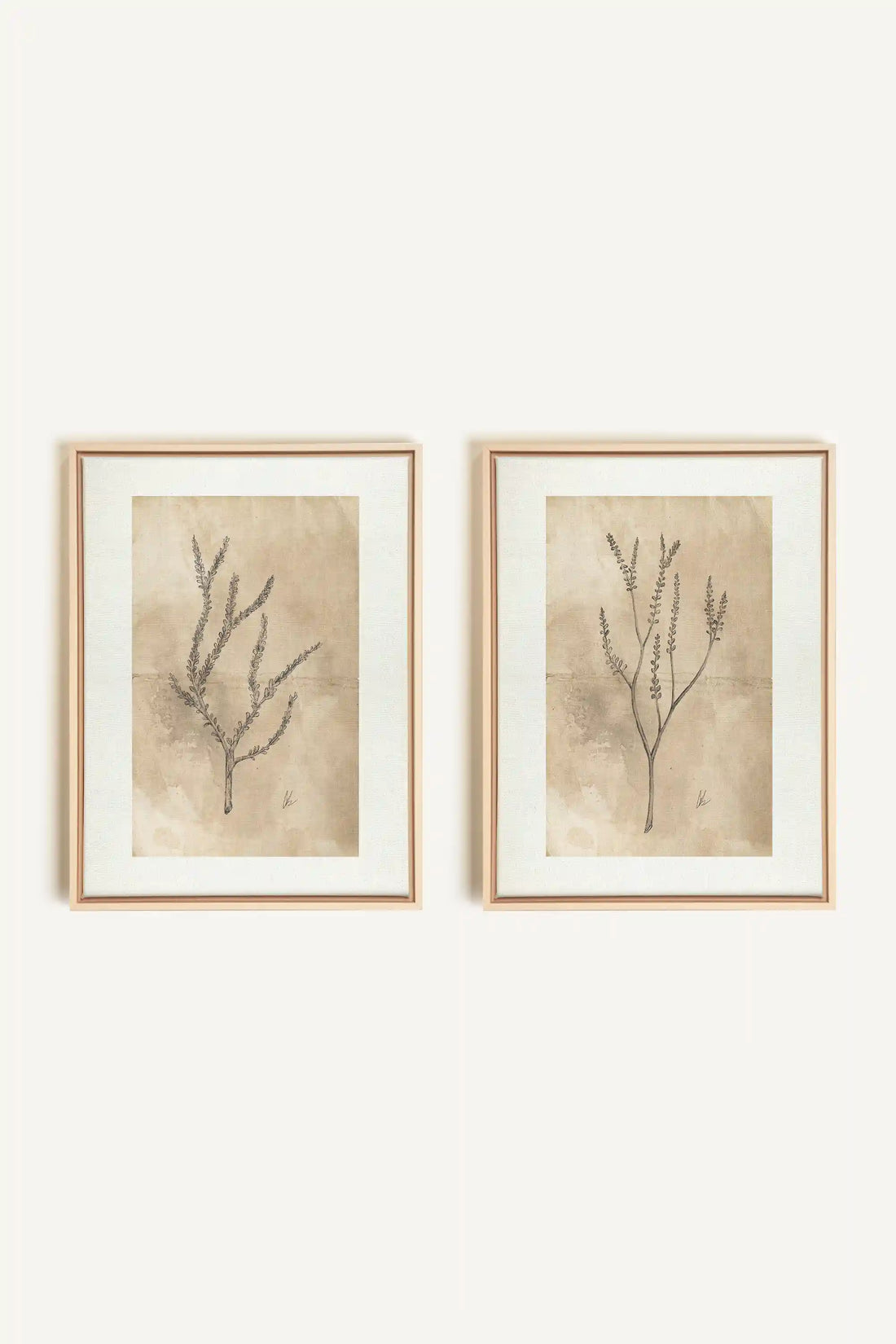 COMBINAISON JADE WILSON, 2 Oeuvres sur toile étirée, encadré Naturel Clair