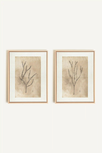 COMBINAISON JADE WILSON, 2 Oeuvres sur toile étirée, encadré Naturel Clair