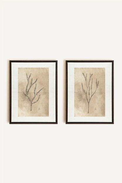 COMBINAISON JADE WILSON, 2 Works on stretched canvas, framed in Walnut Brown