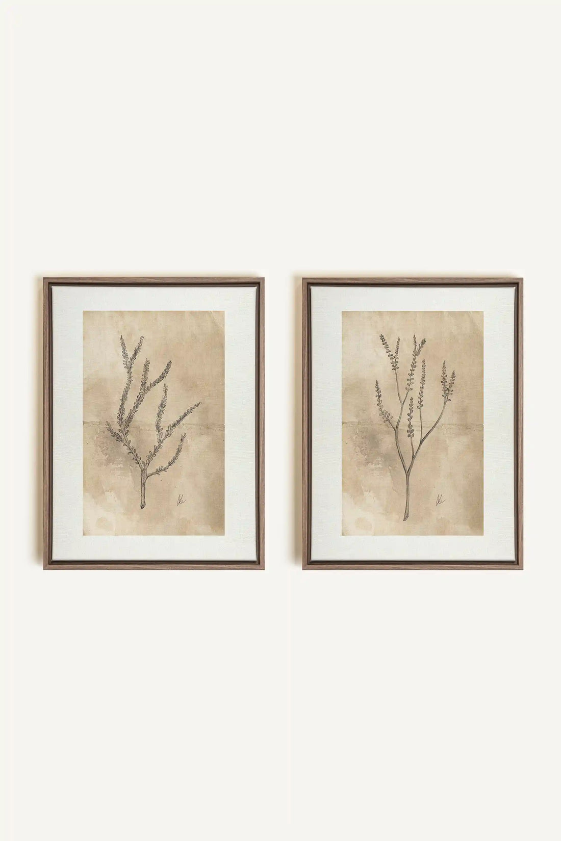 COMBINAISON JADE WILSON, 2 Works on stretched canvas, framed Oak Brown